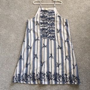 Francesca’s blue and white dress